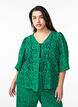 Kanten blouse met 3/4 mouwen en strikjes aan de voorkant, Groen, Model image number 0