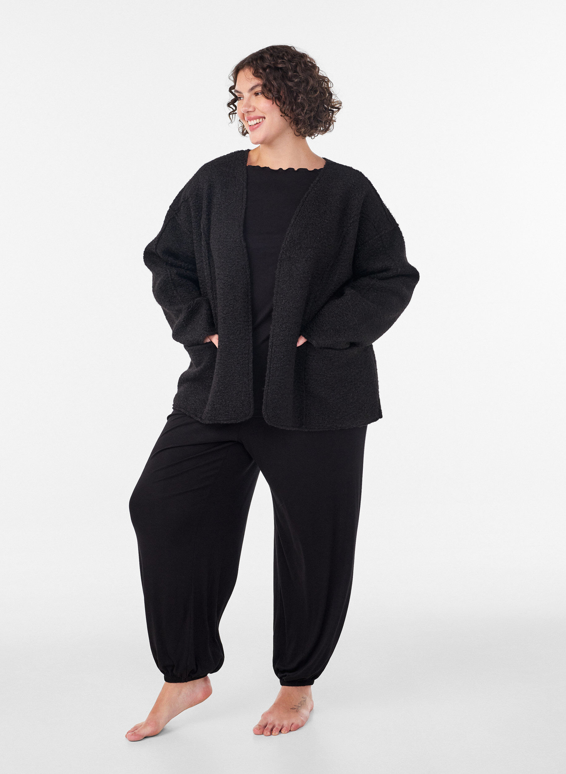 ZizziLosvallend vest met zakken, Zwart, Model image number 1