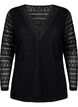 V-hals kanten blouse met voering, Black, Packshot image number 0