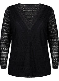 V-hals kanten blouse met voering, Black
