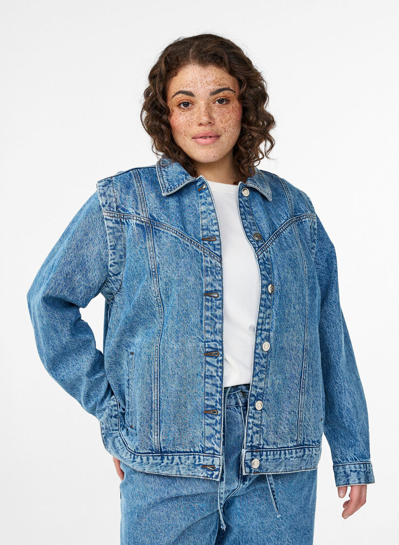 Denimjack met afneembare mouwen, Blauw, Model image number 0