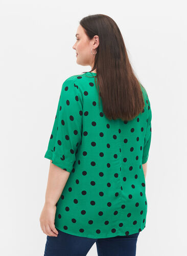 Viscose blouse met stippen, Jolly Green dot AOP, Model image number 1