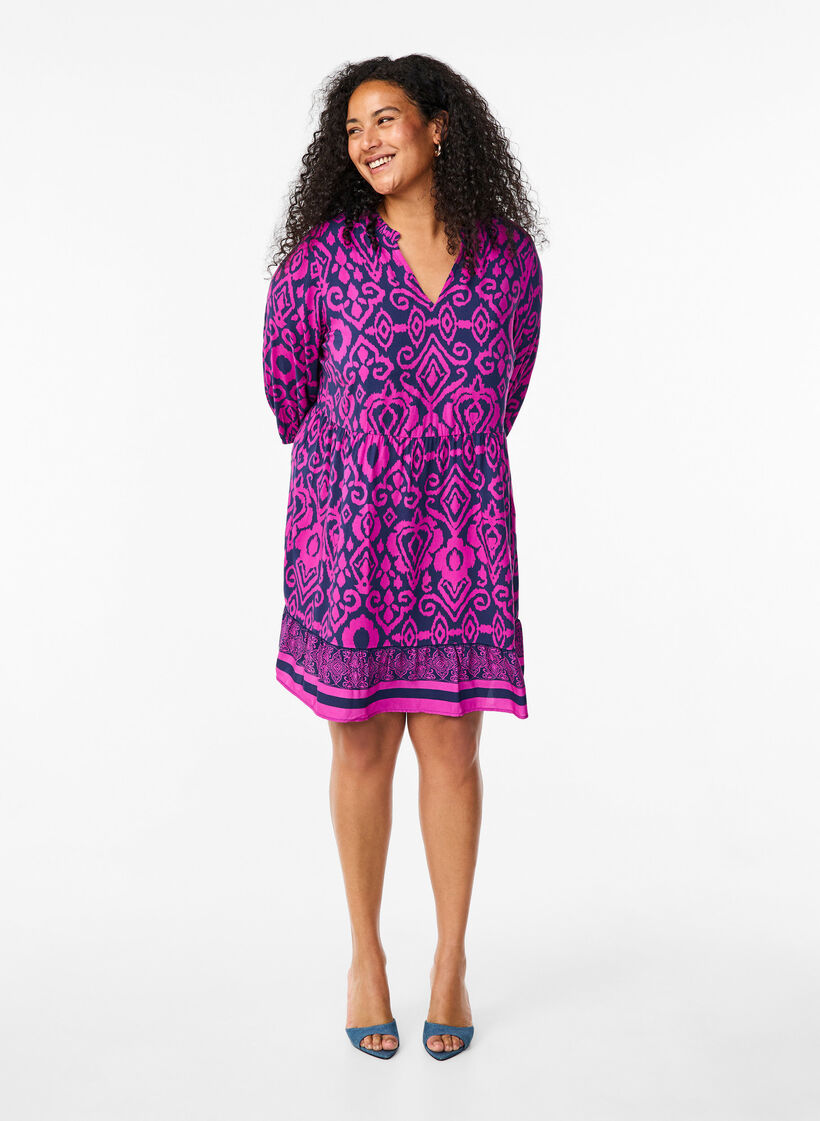 Korte jurk met print en A-vorm, Night Sky AOP, Model image number 2