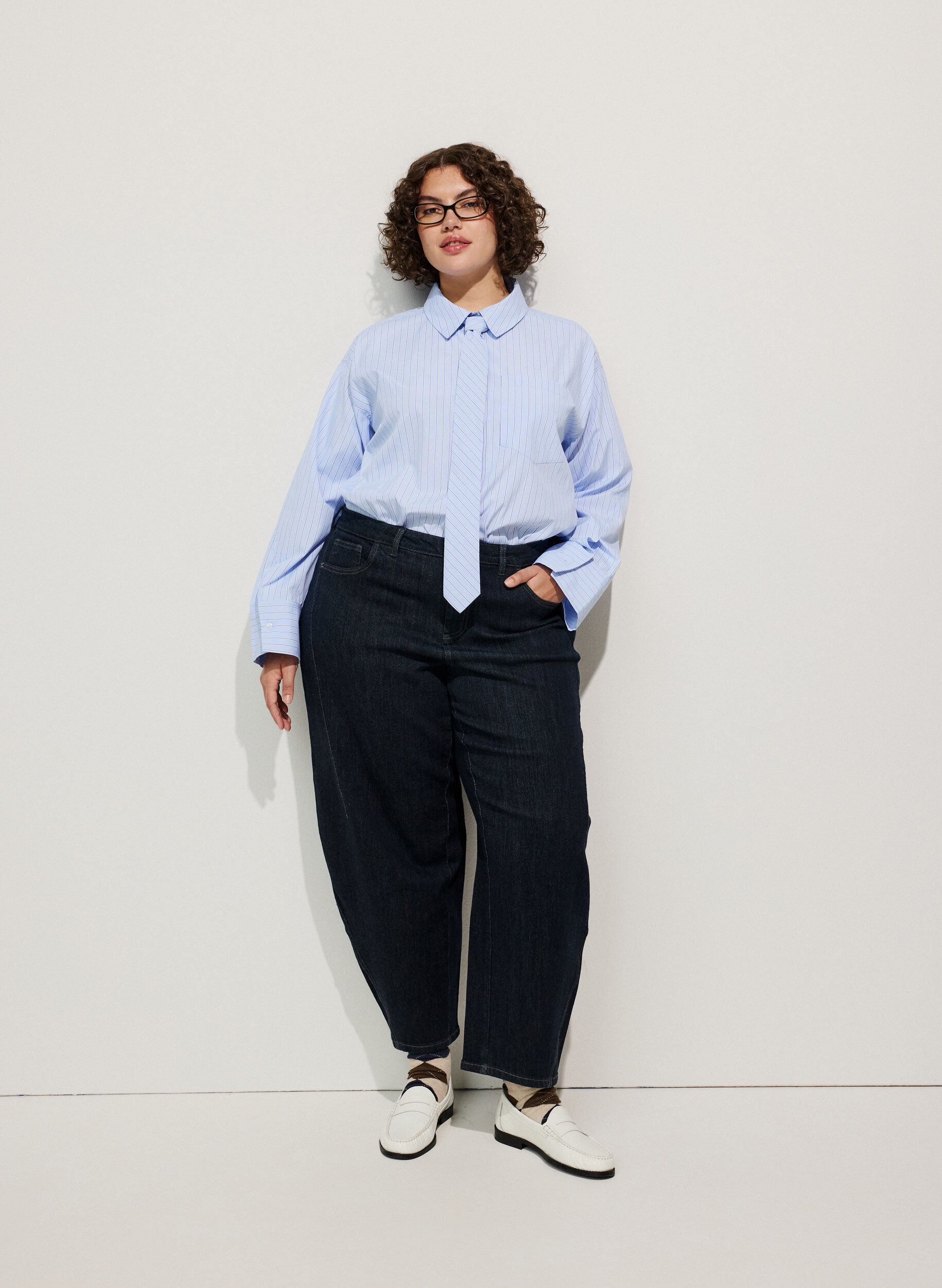 Barrel fit jeans met high waist