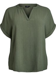 Luchtige blouse met korte mouwen, Groen