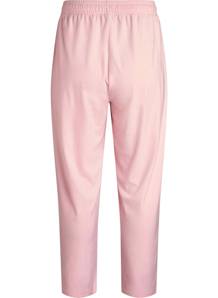 Losse velourbroek met high waist en zakken, Roze, Packshot image number 1
