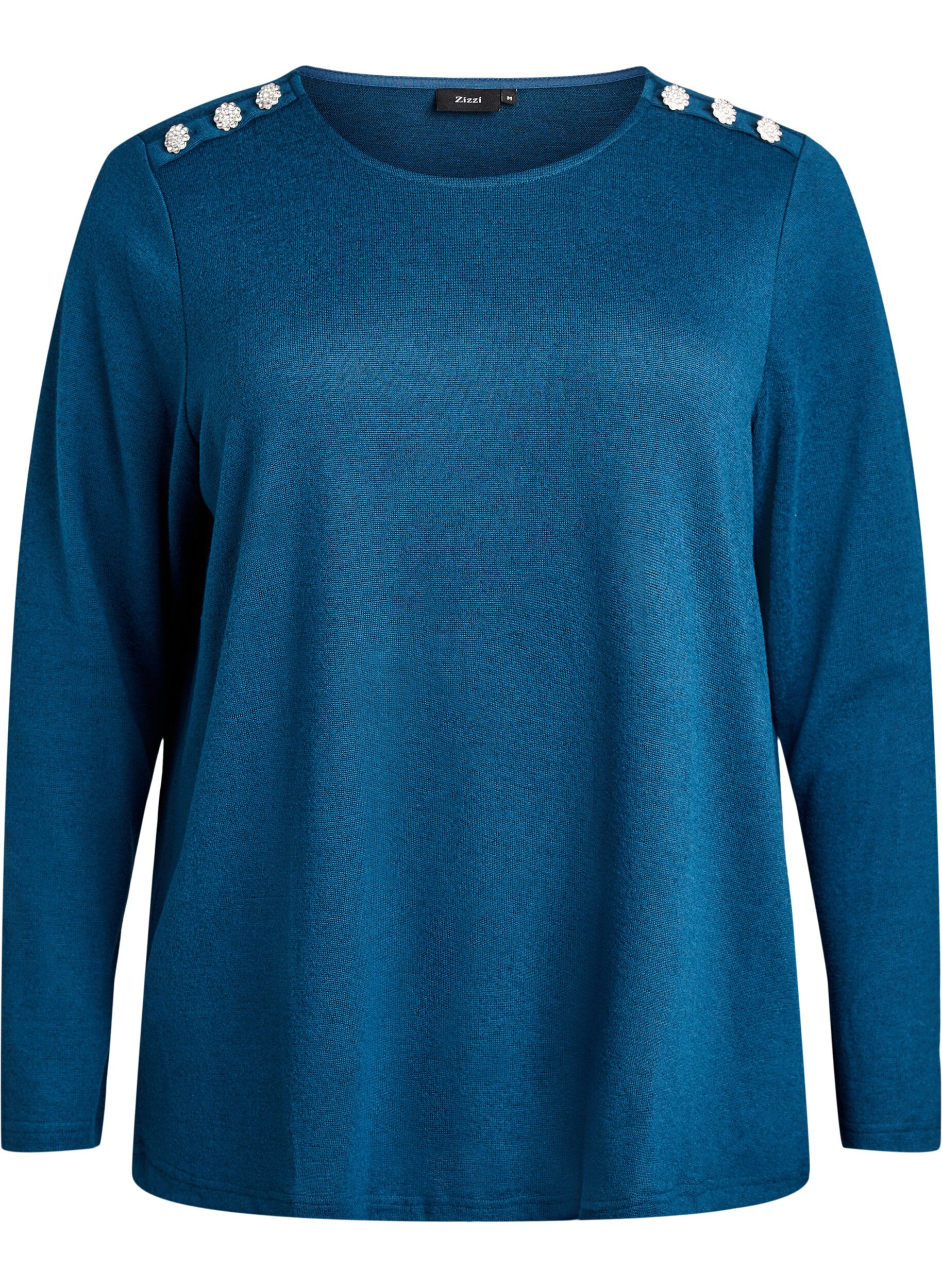 Zizzi Blouse met decoratieve knopen, Blauw, Packshot image number 0