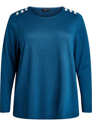 Blouse met decoratieve knopen, Blauw