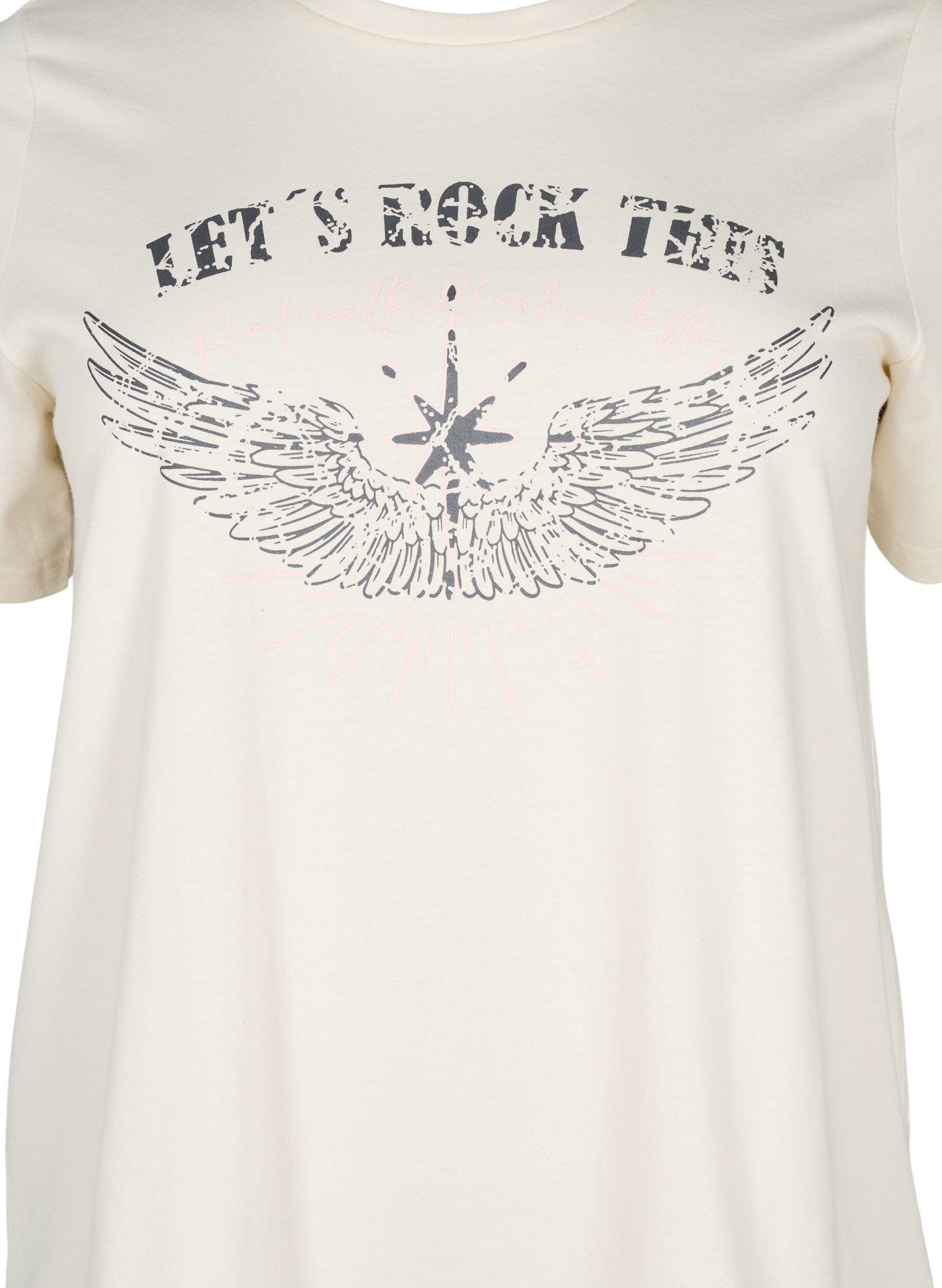 Zizzi Organisch katoenen T-shirt met print op de voorkant, Vanille, Packshot image number 2