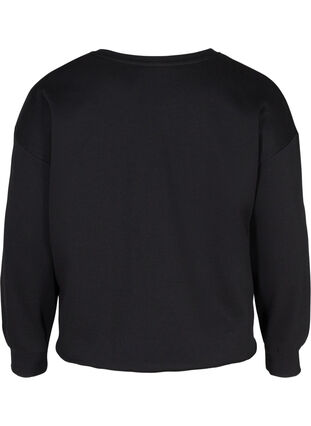 Cropped sweatshirt met ronde hals, Black, Packshot image number 1