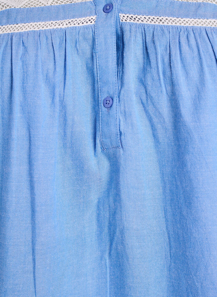 Katoenen blouse zonder mouwen met rucheranden, Blauw, Packshot image number 2