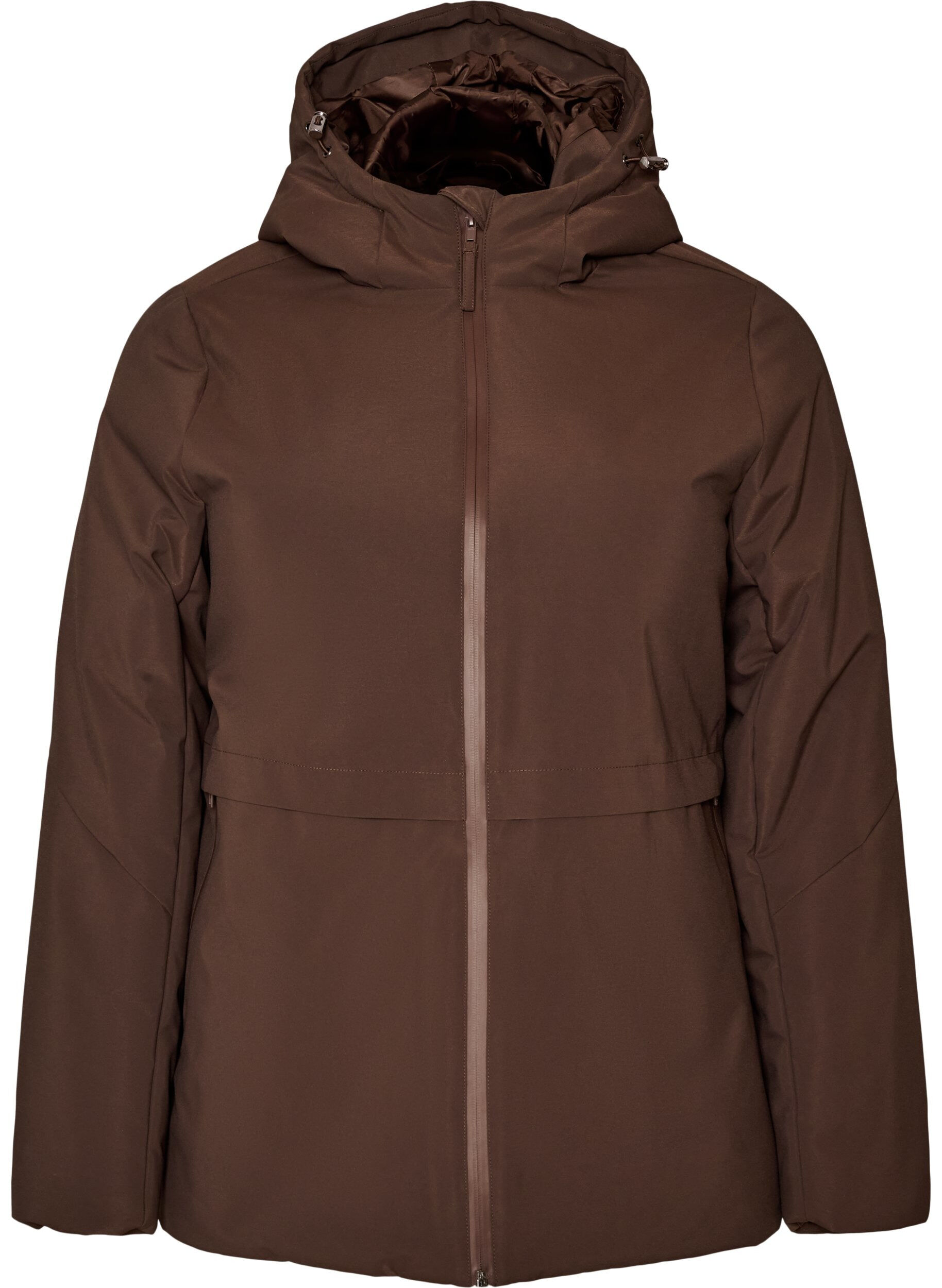 ZizziWinterjas met capuchon en verstelbare taille, Bruin, Packshot image number 0