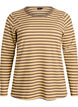 Gestreepte blouse met lange mouwen, Bruin, Packshot image number 0