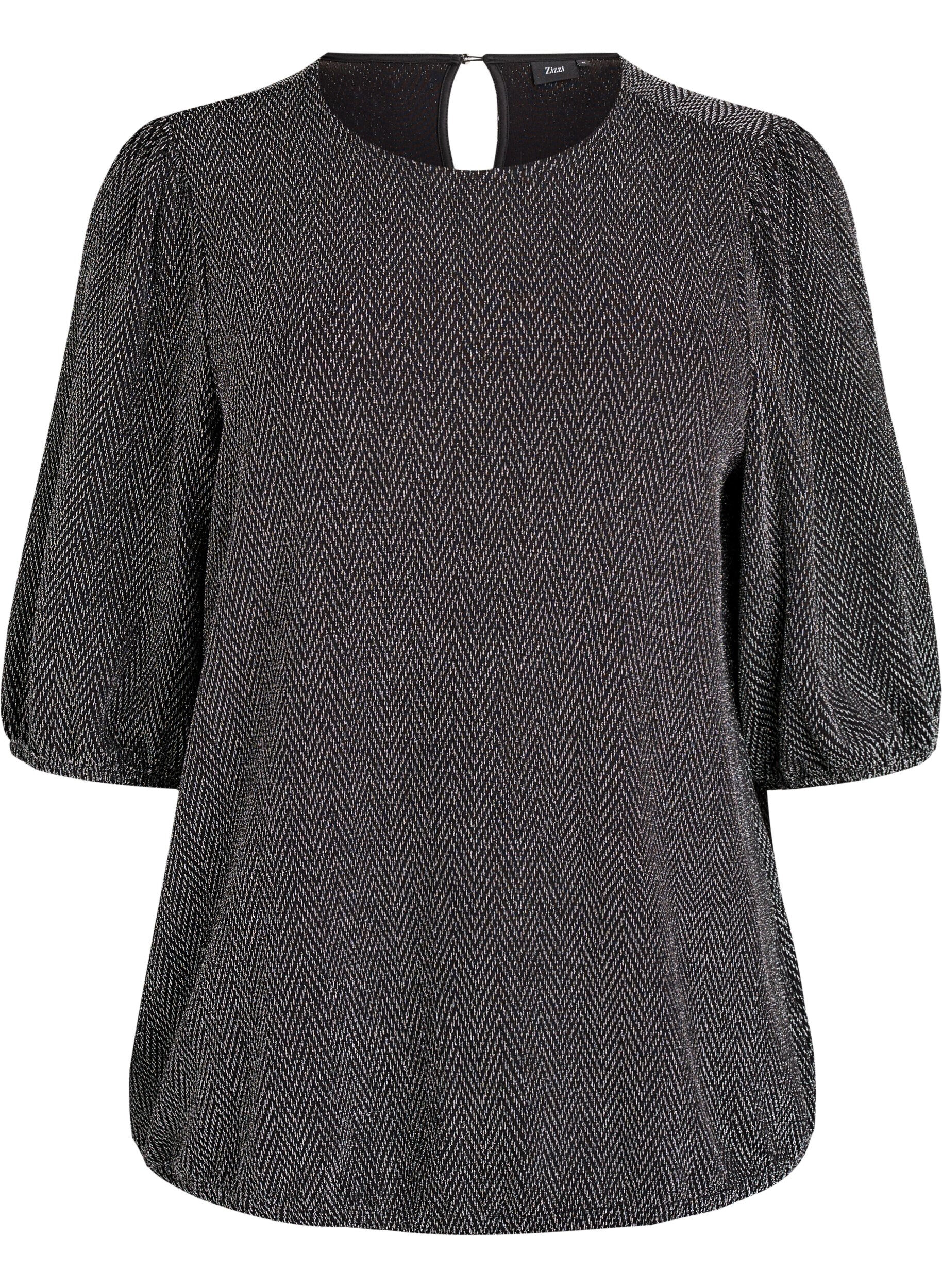 Blouse met glitterpatroon en 3/4 mouwen