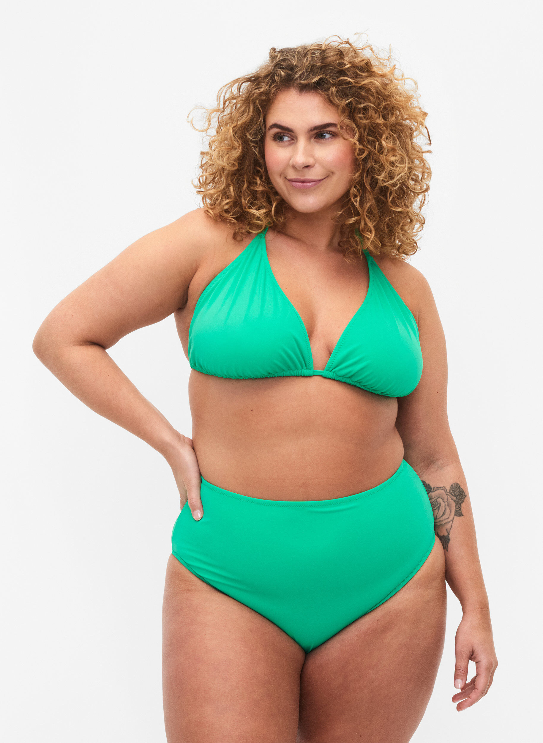 Bikinibroekje met hoge taille, Groen, Model