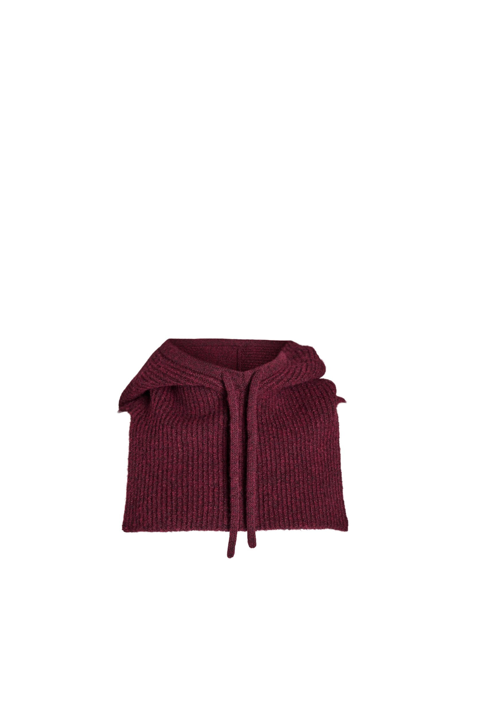 Zizzi Gebreide balaclava met trekkoordjes, Donker Bordeaux, Packshot image number 3