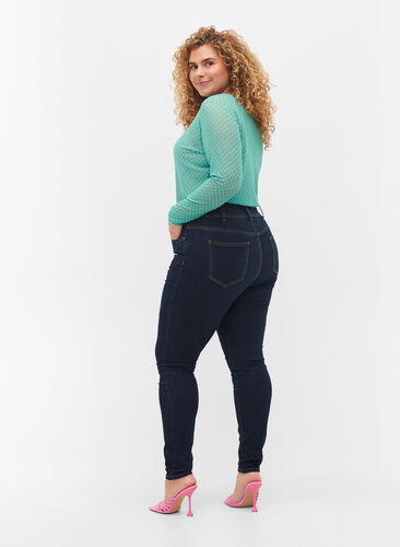 Super slim Bea jeans met extra hoge taille, Unwashed, Model image number 1