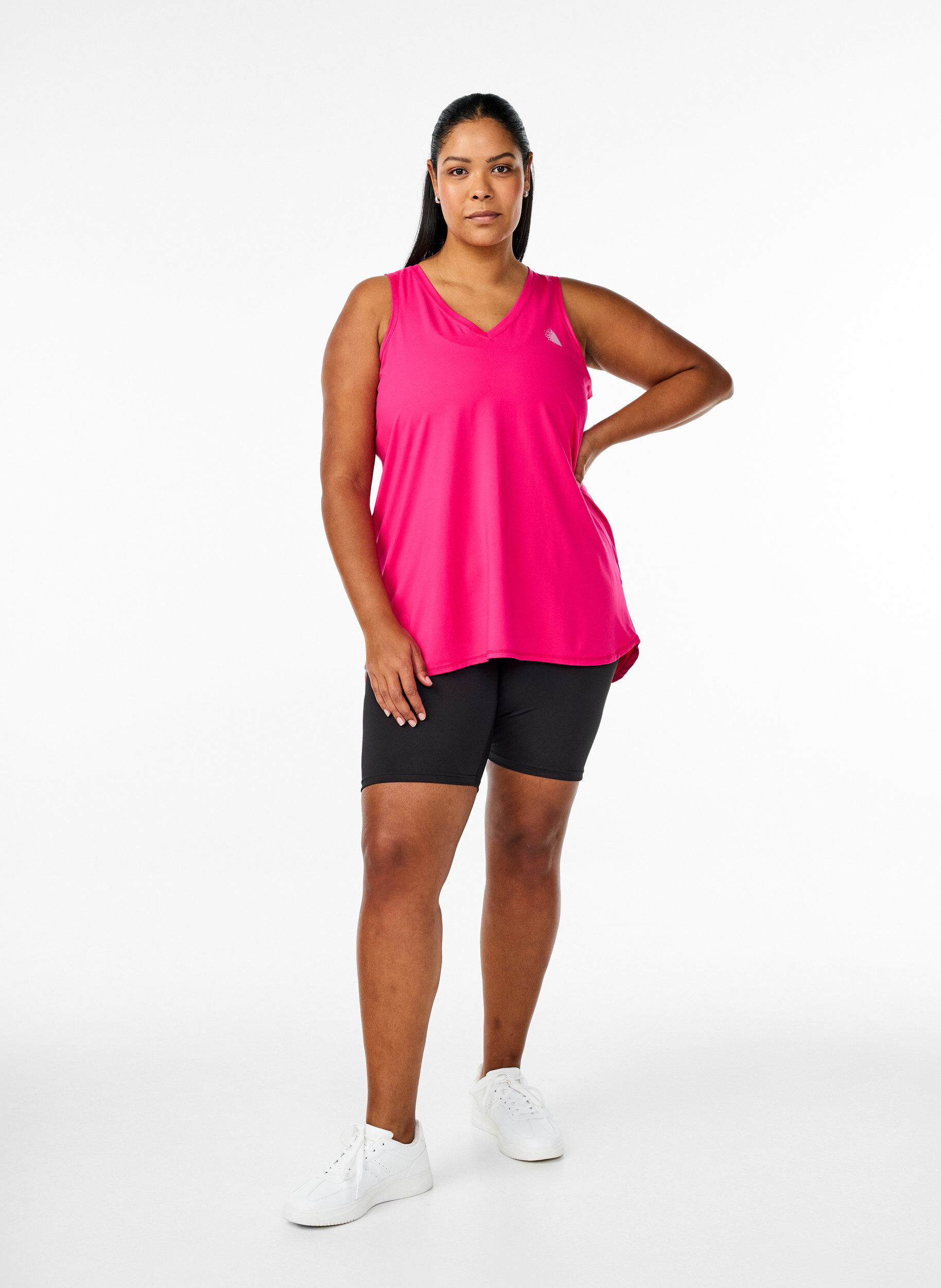 Zizzi Workout top met V-hals, Roze, Model image number 1