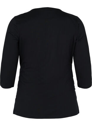 Katoenen blouse met 3/4 mouwen en wikkel, Black, Packshot image number 1