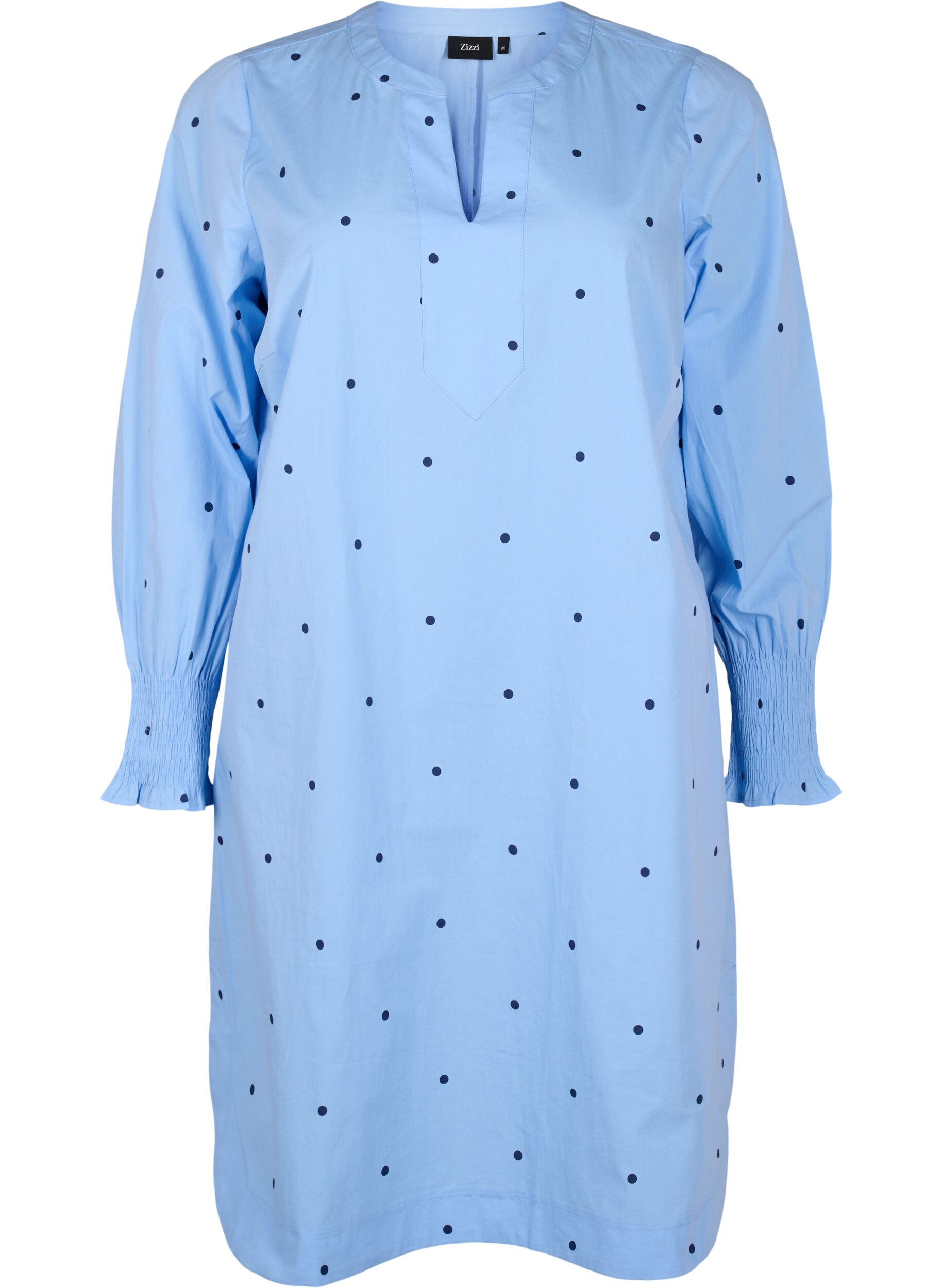 Zizzi Jurk met polka dots en lange mouwen, Blauw, Packshot image number 0