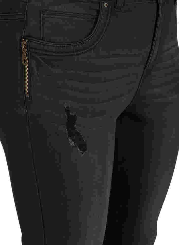 Super slim Amy jeans met split en knopen, Grey Denim, Packshot image number 2