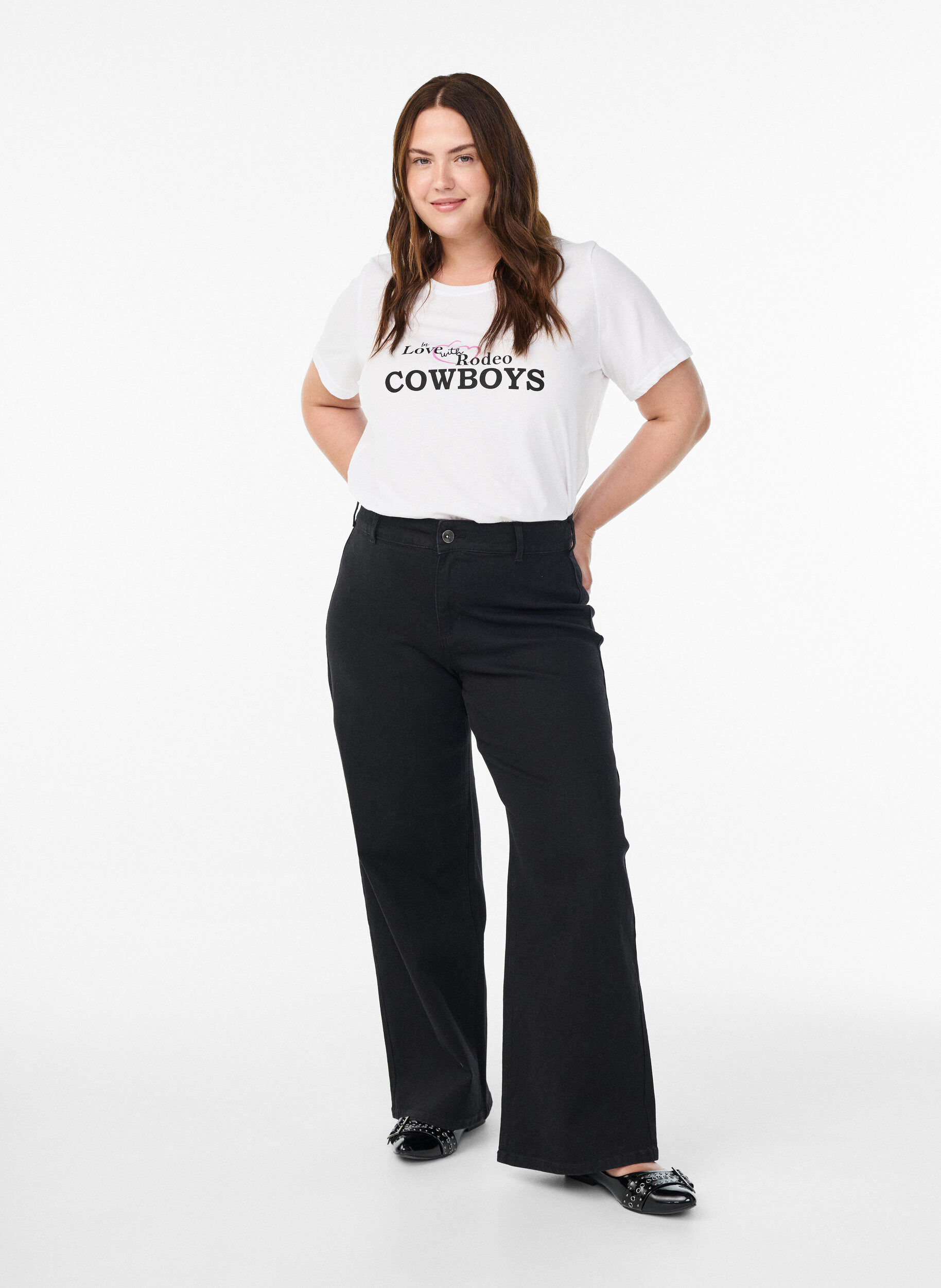 Zizzi FLASH - T-shirt met print, Wit, Model image number 1