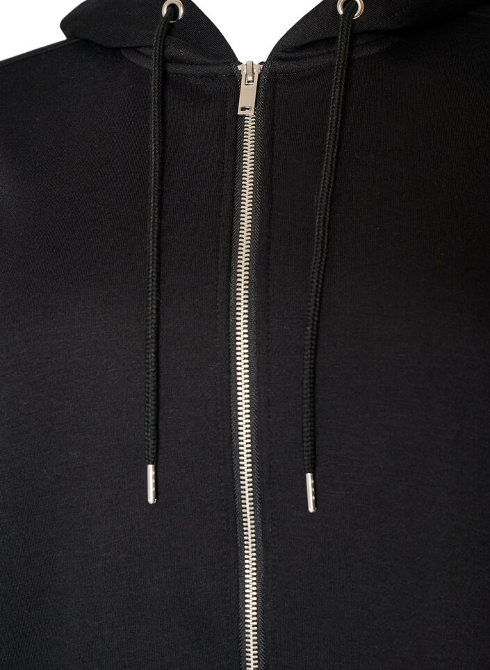 Lange hoodie met ritssluiting en zakken, Zwart, Packshot image number 2