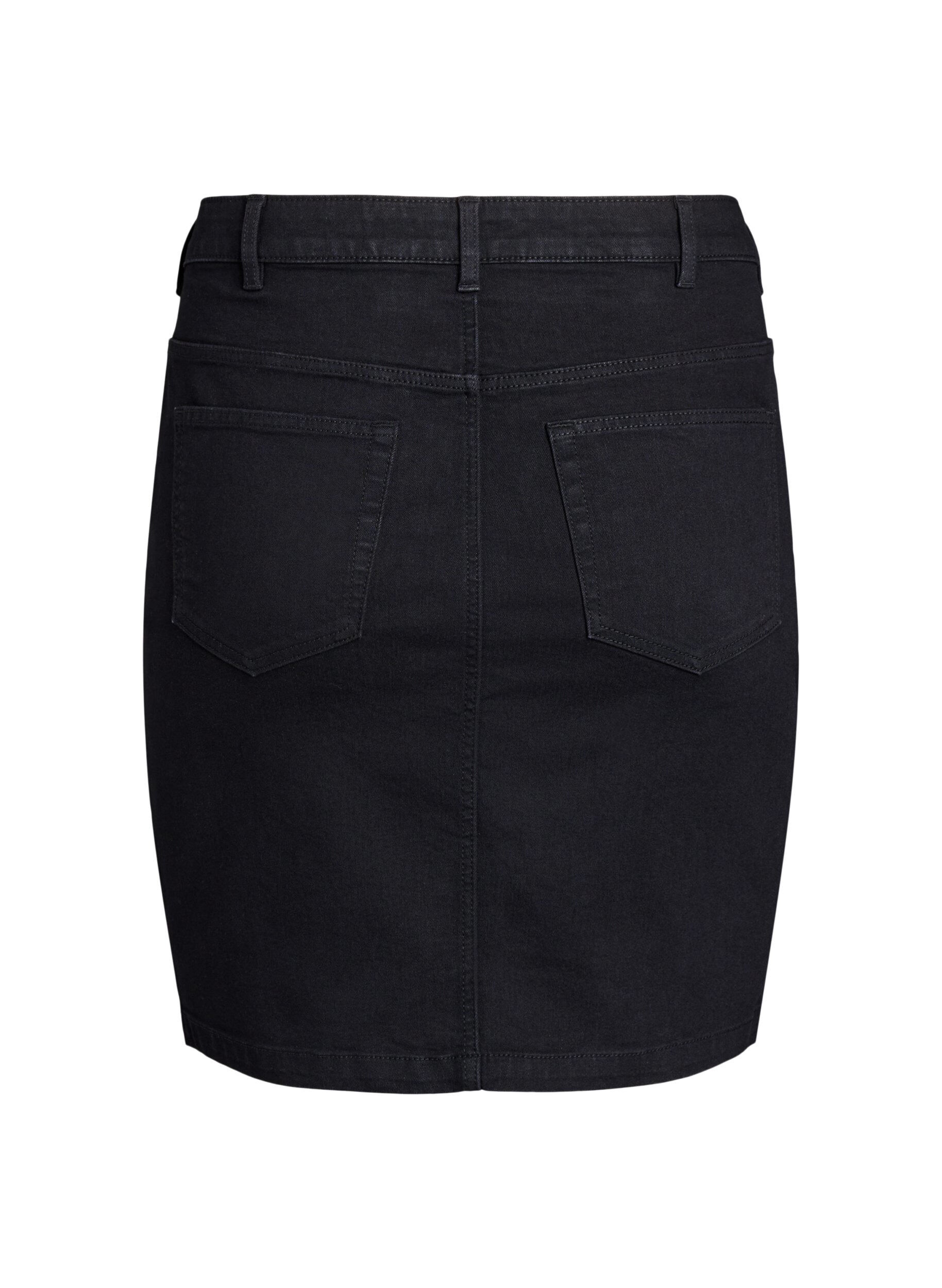Zizzi FLASH - Nauwsluitende denim rok, Zwart, Packshot image number 1