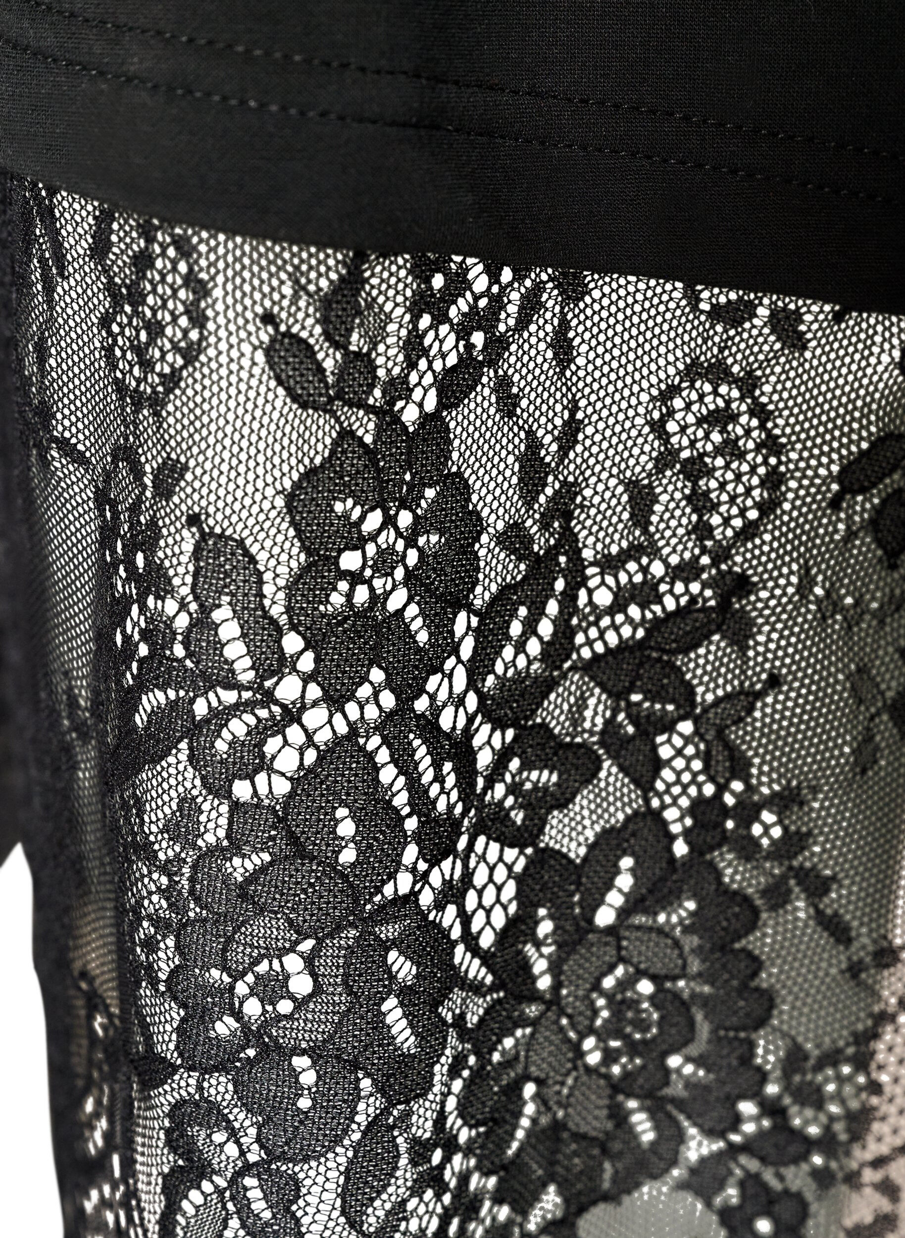 ZizziBlouse met mouwen van mesh en kanten bies, Zwart, Packshot image number 3