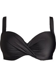 Bikini top met beugel en plooien, Zwart