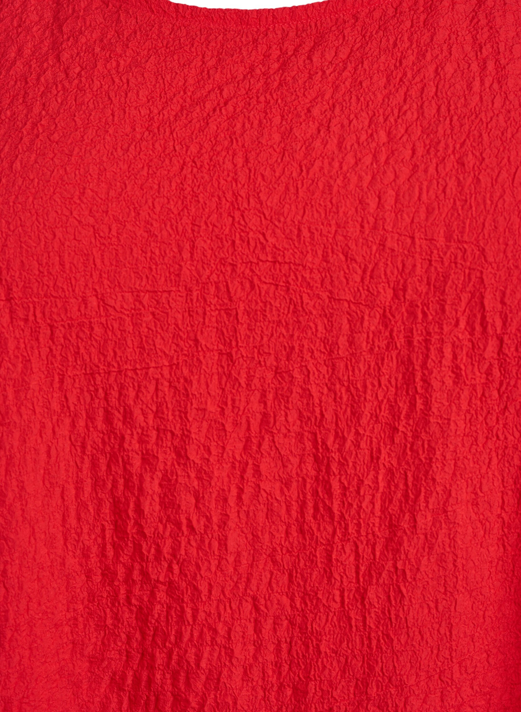 ZizziMouwloze top met textuur, Rood, Packshot image number 2