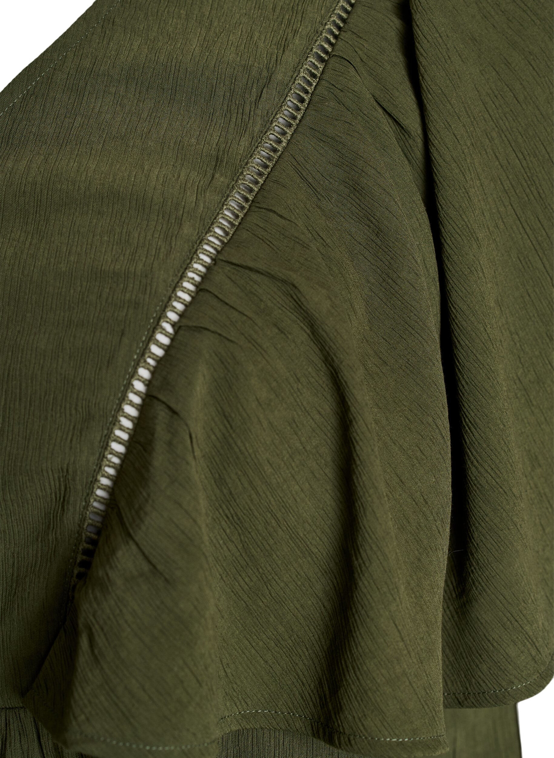 Zizzi Blouse met korte mouwen met ruches, Groen, Packshot image number 3