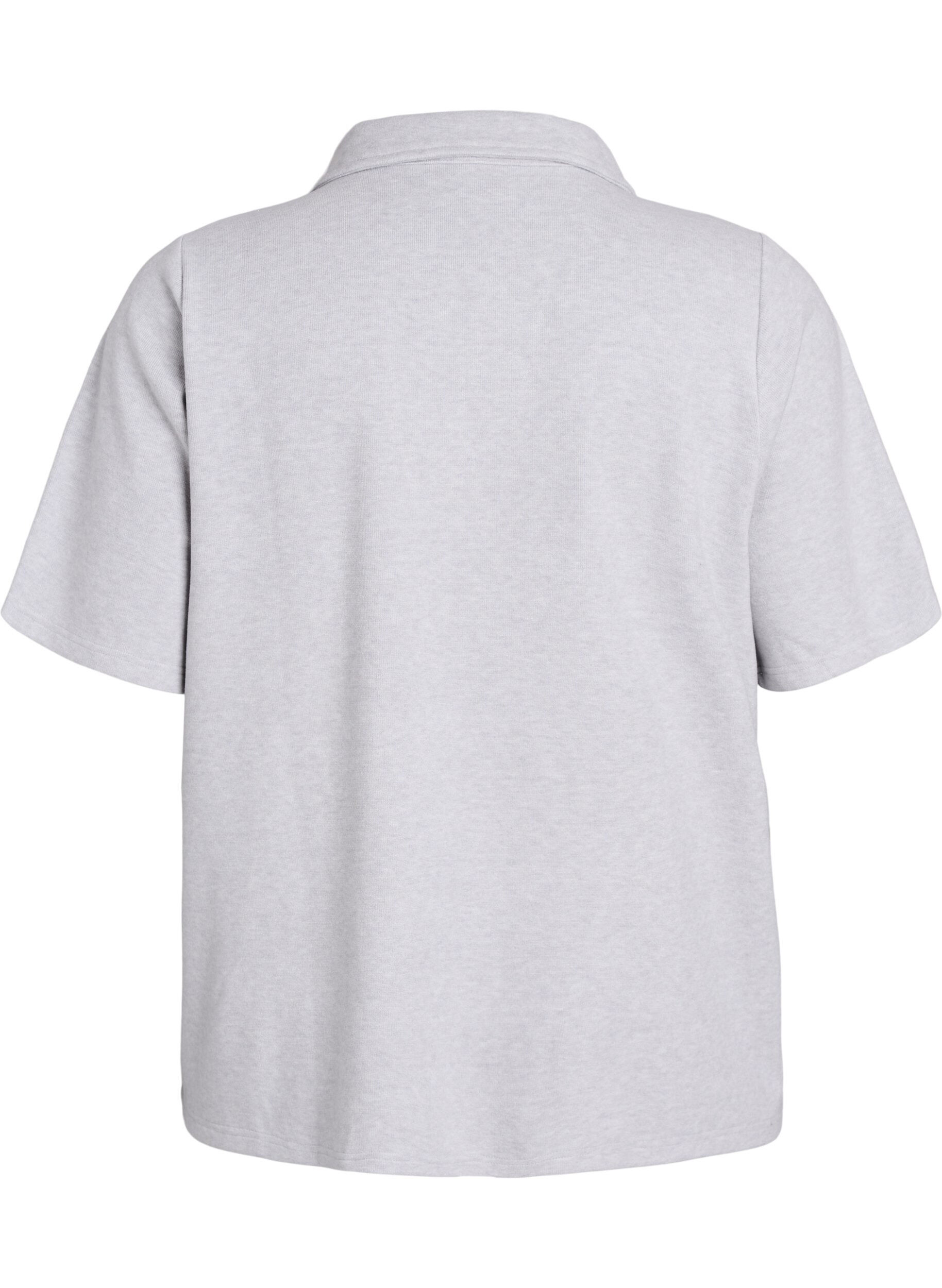 Zizzi Jerseyblouse met kraag en korte mouwen, Grijs, Packshot image number 1