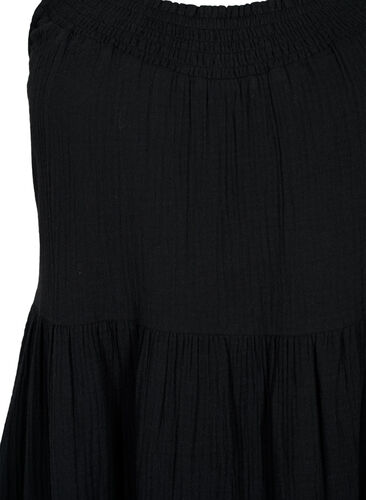Effen katoenen strapless jurk, Black, Packshot image number 2
