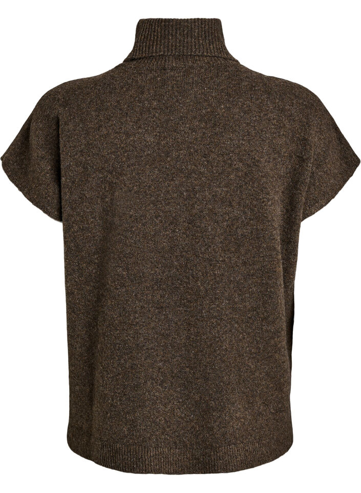 Gebreide vest met col, Bruin, Packshot