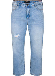Cropped Vera jeans met destroy details	, Blue Denim