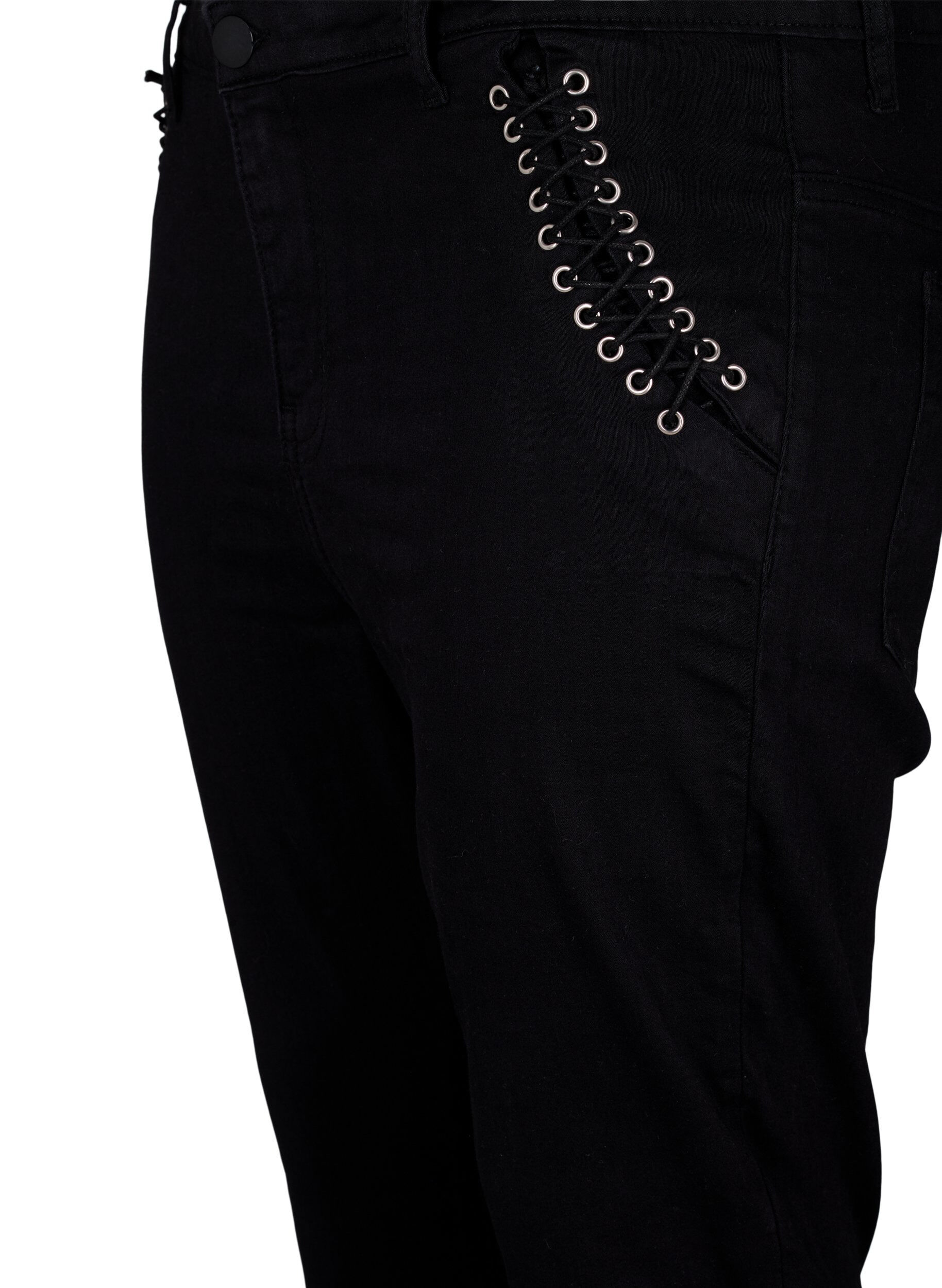 Zizzi Super slanke Amy jeans met stud detail, Black, Packshot image number 2