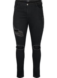 Strakke jeans met slijtagedetails, Black