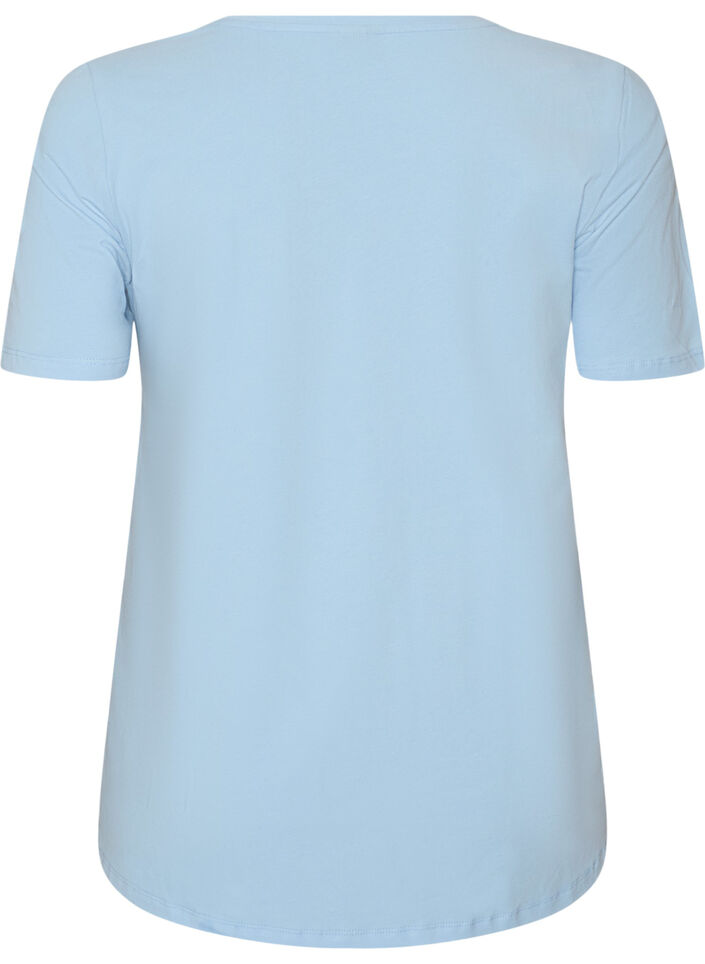 Basic t-shirt in effen kleur met katoen, Blauw, Packshot image number 1