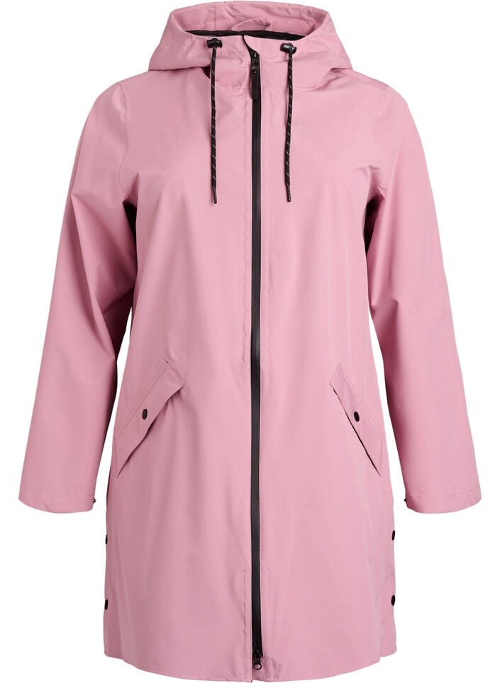 Regenjas met zakken en capuchon, Roze, Packshot image number 0