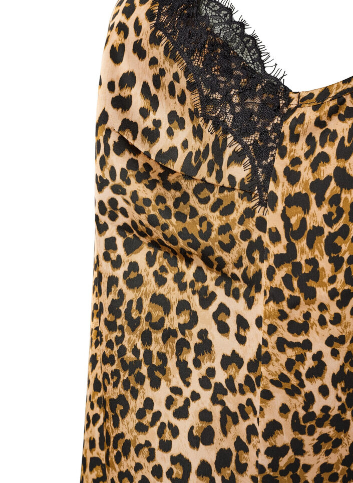 Top met bandjes en een kanten asymmetrische zoom, Bruin, Packshot image number 3