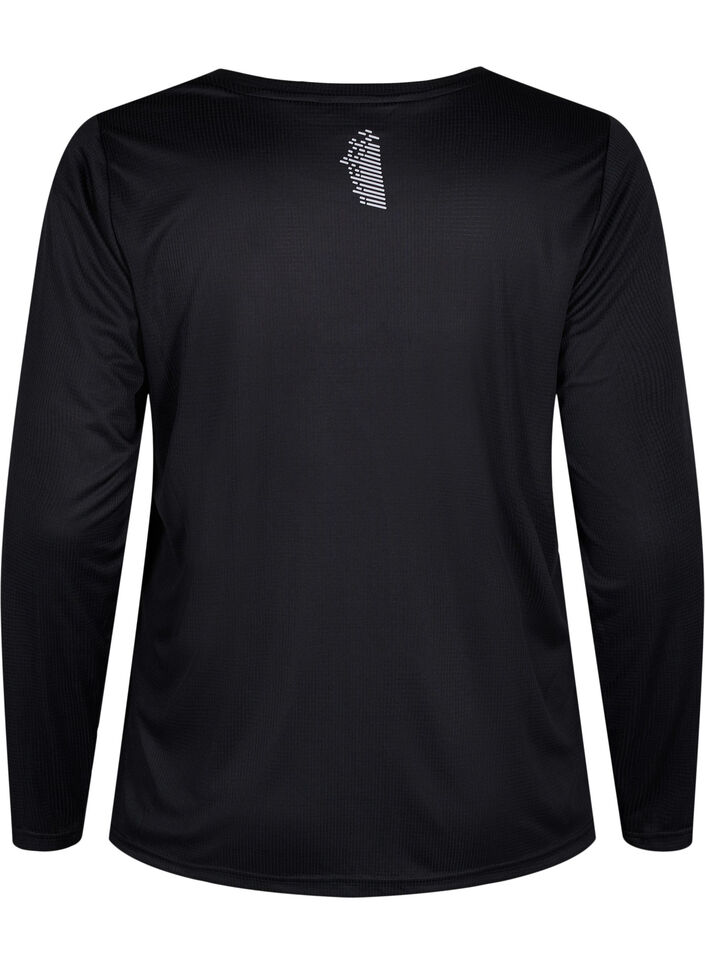 Trainingsblouse met lange mouwen en reflecterende details, Black, Packshot image number 1
