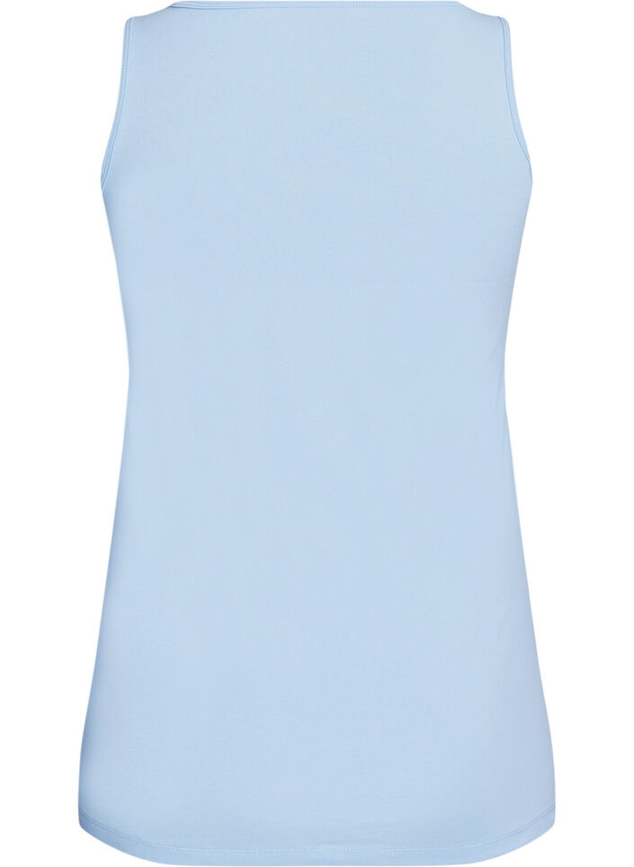 Effen basic top in katoen, Blauw, Packshot image number 1