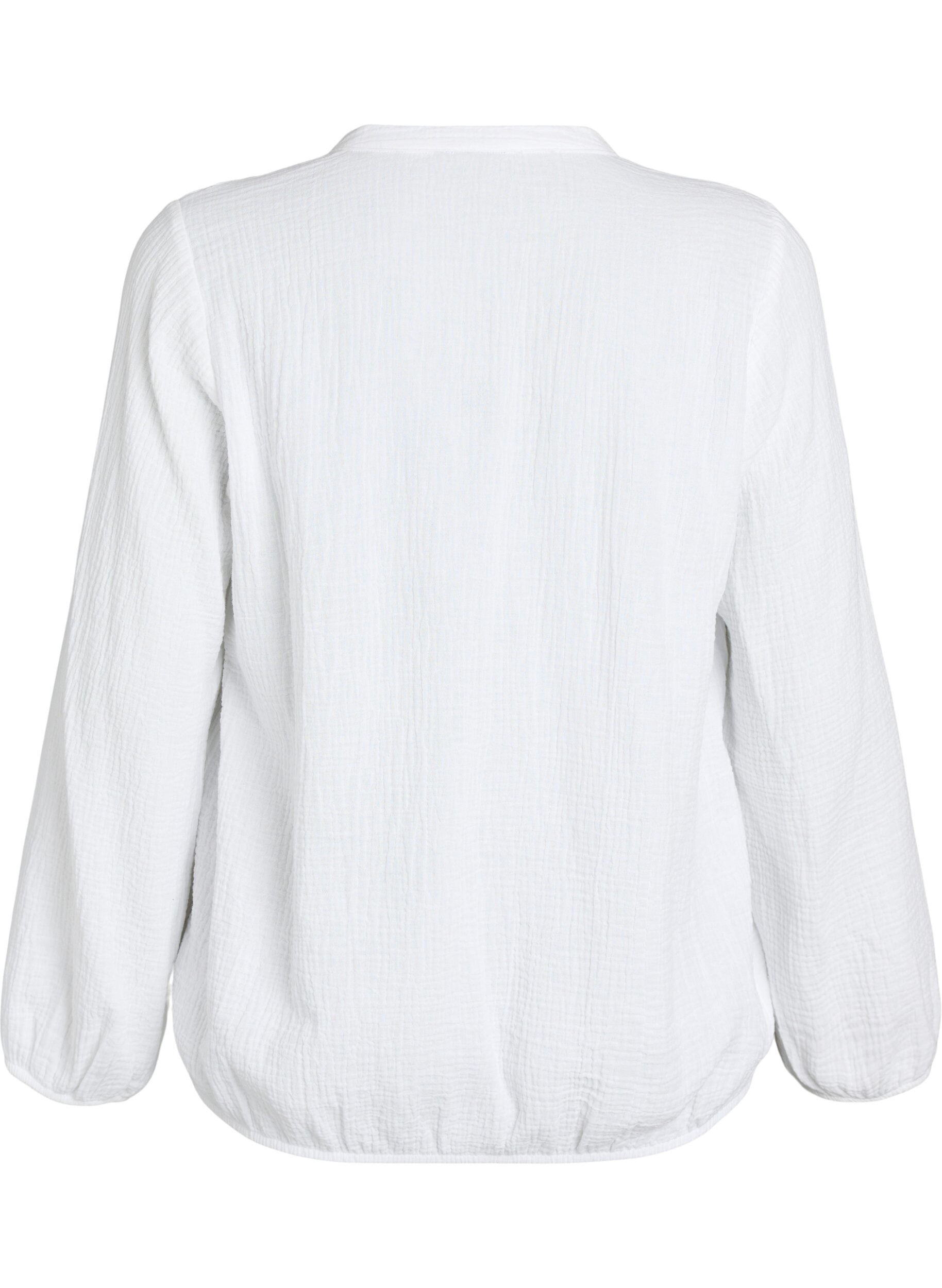 Zizzi Katoenen mousseline blouse met geborduurde details, Wit, Packshot image number 1
