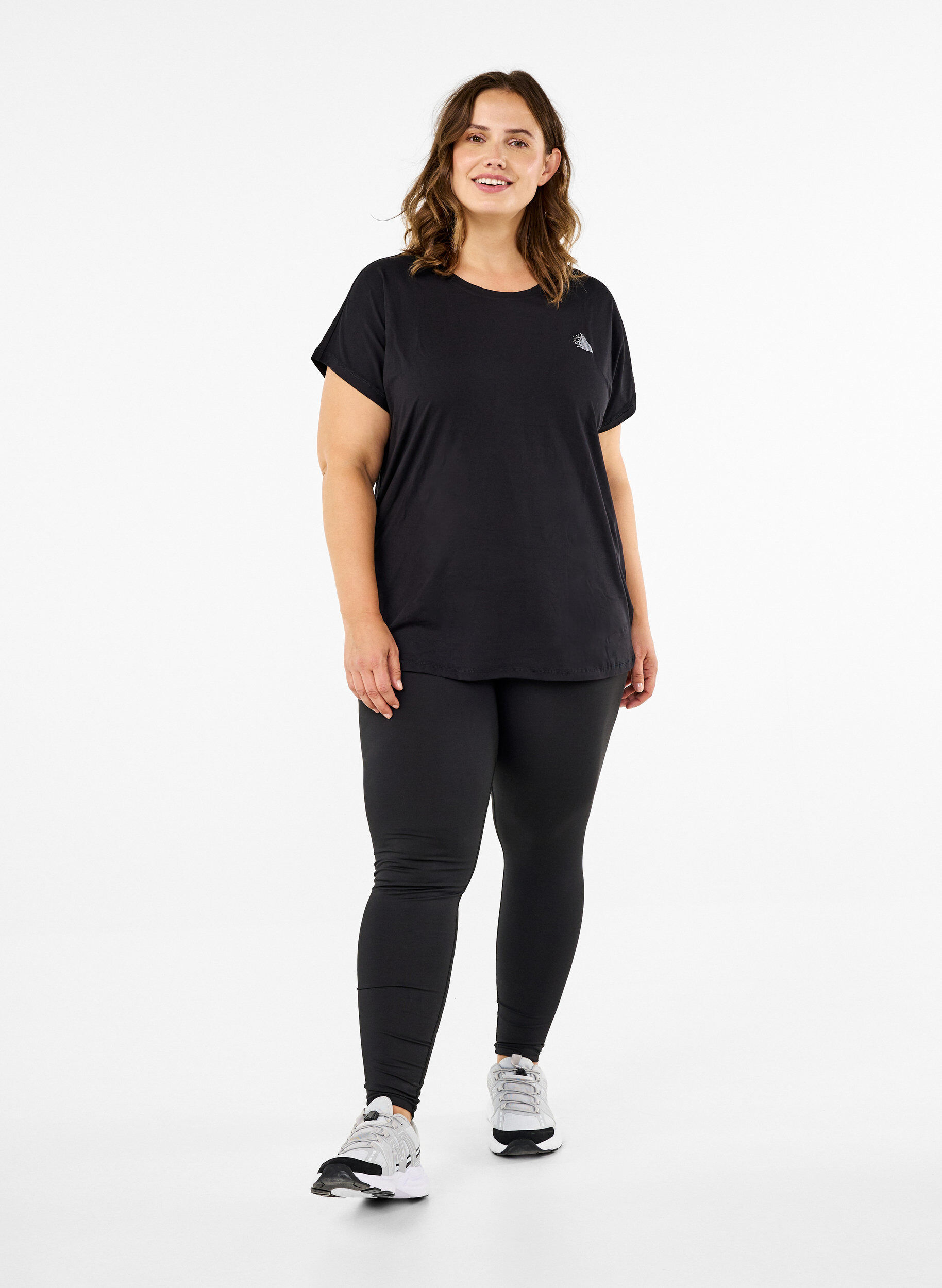 Zizzi Effen gekleurd T-shirt voor sporten, Zwart, Model image number 1