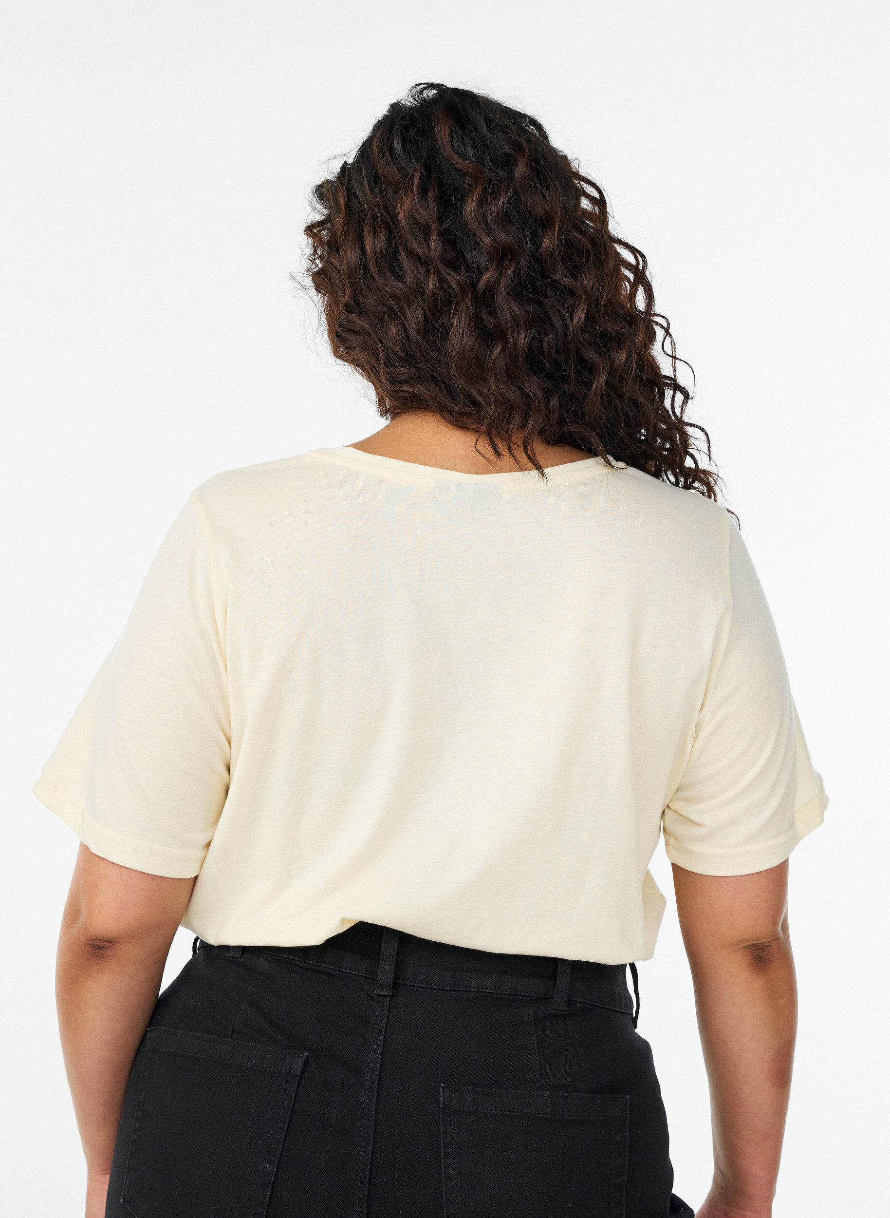 Zizzi FLASH - T-shirt met print, Geel, Model image number 2