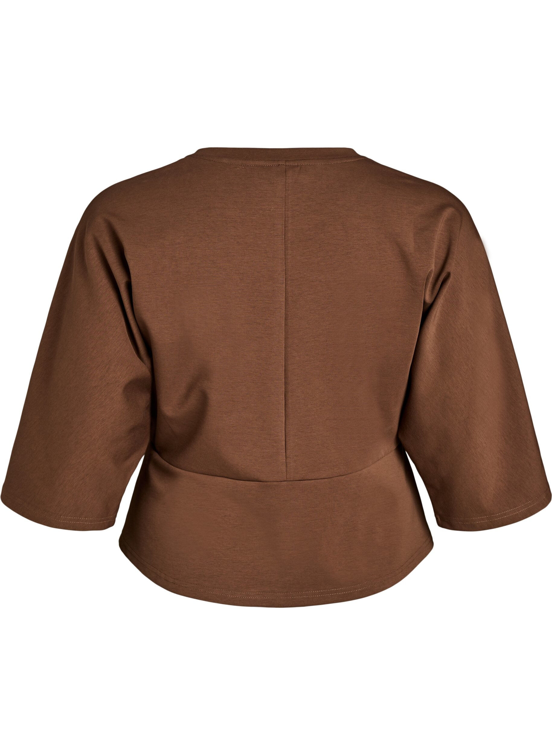 ZizziPeplum blouse met ellebooglange mouwen, Bruin, Packshot image number 1