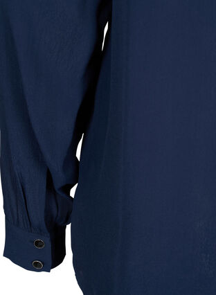 Viscose blouse met knoopsluiting en lintdetails, Navy Blazer, Packshot image number 3