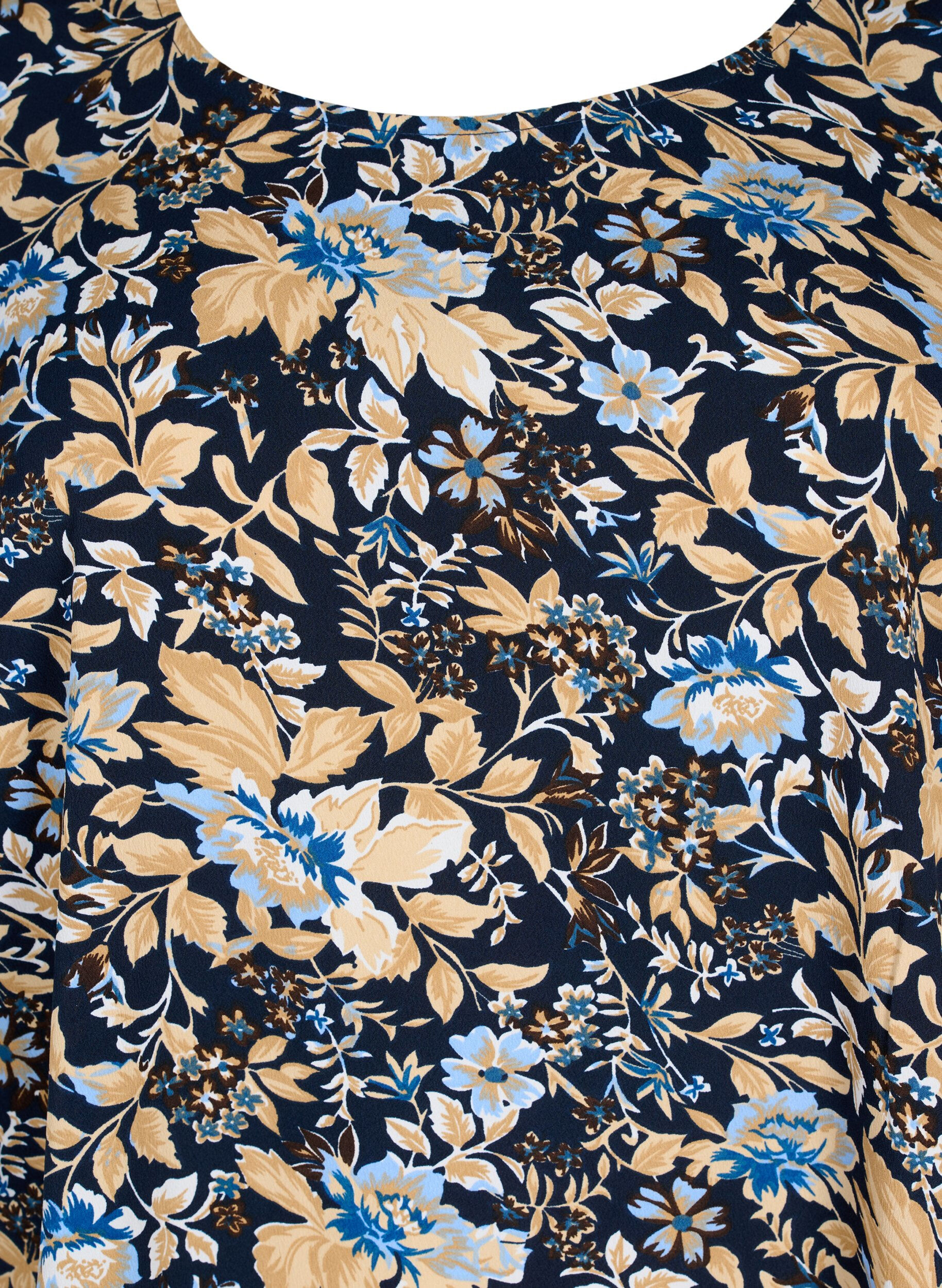 Zizzi 	 FLASH - Blouse met korte mouwen en print, Brown Blue Flower, Packshot image number 2