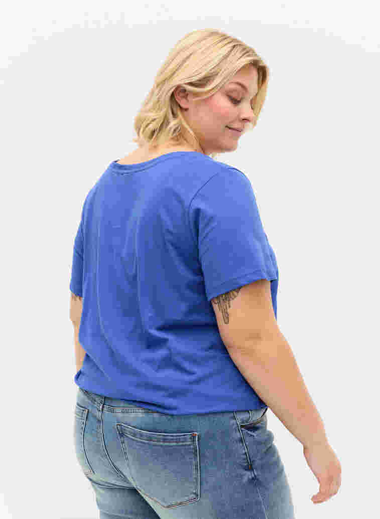 T-shirt met korte mouwen en een ronde hals, Dazzling Blue MB, Model image number 1